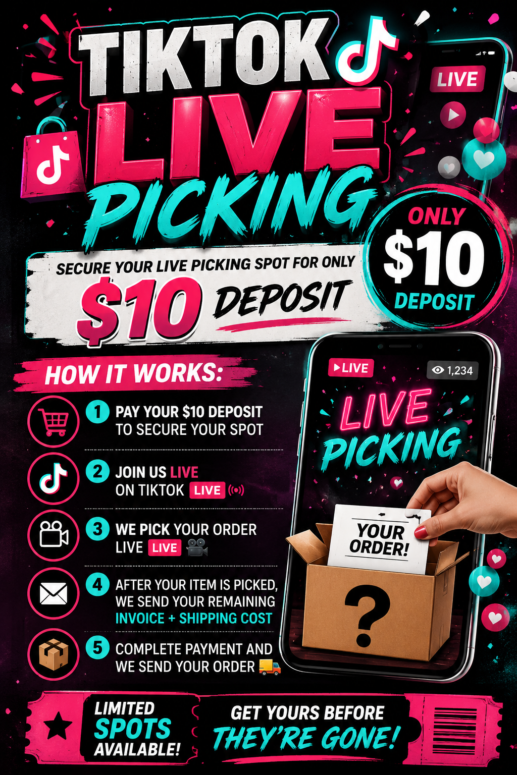 🔥 TikTok Live Picking Spot – $10 Deposit 🔥